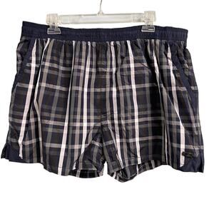 Hugo Boss Swim Trunks Size XXL Blue Black Plaid Shorts Liner Pockets